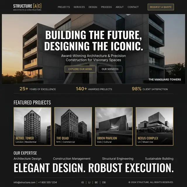 Desain Website Premium Arsitektur & Konstruksi